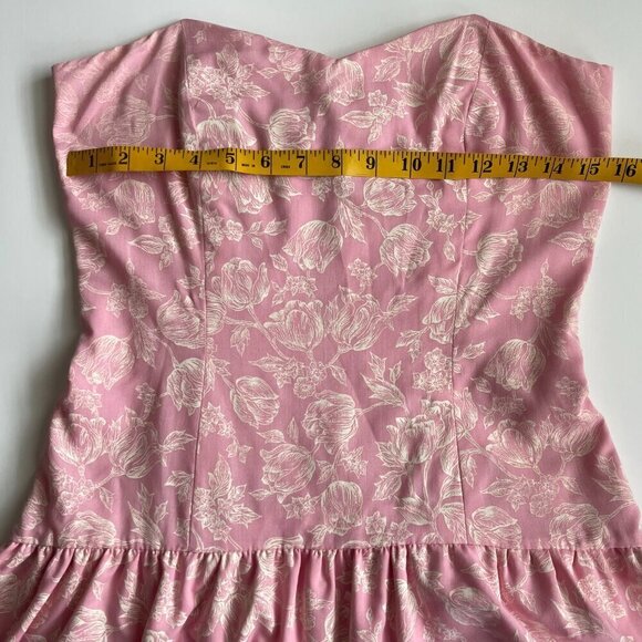Vintage Handmade Pink and White Floral Ruffle Dress Size 10-12 - Picture 5 of 8